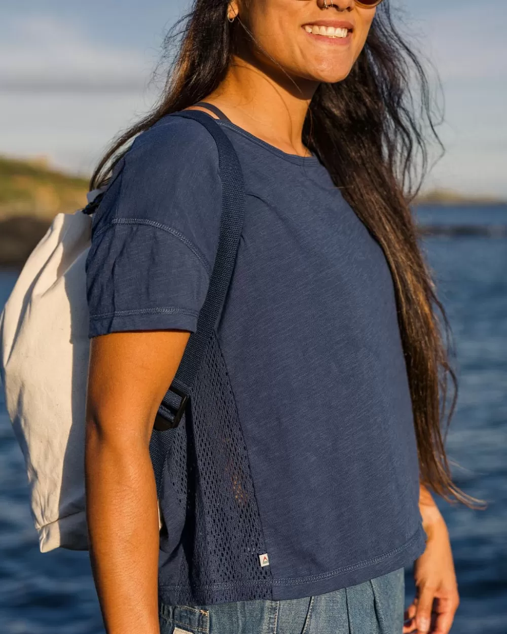 Women Passenger Magnolia Recycled Cotton Crochet Trim T-Shirt